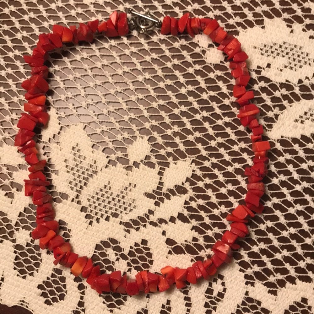 Gurubachi Red Coral Necklace with SS Toggle